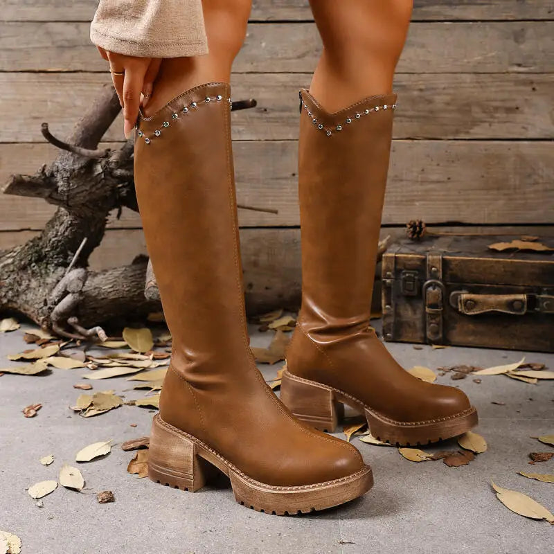 Chunky western stövlar med tjock sula