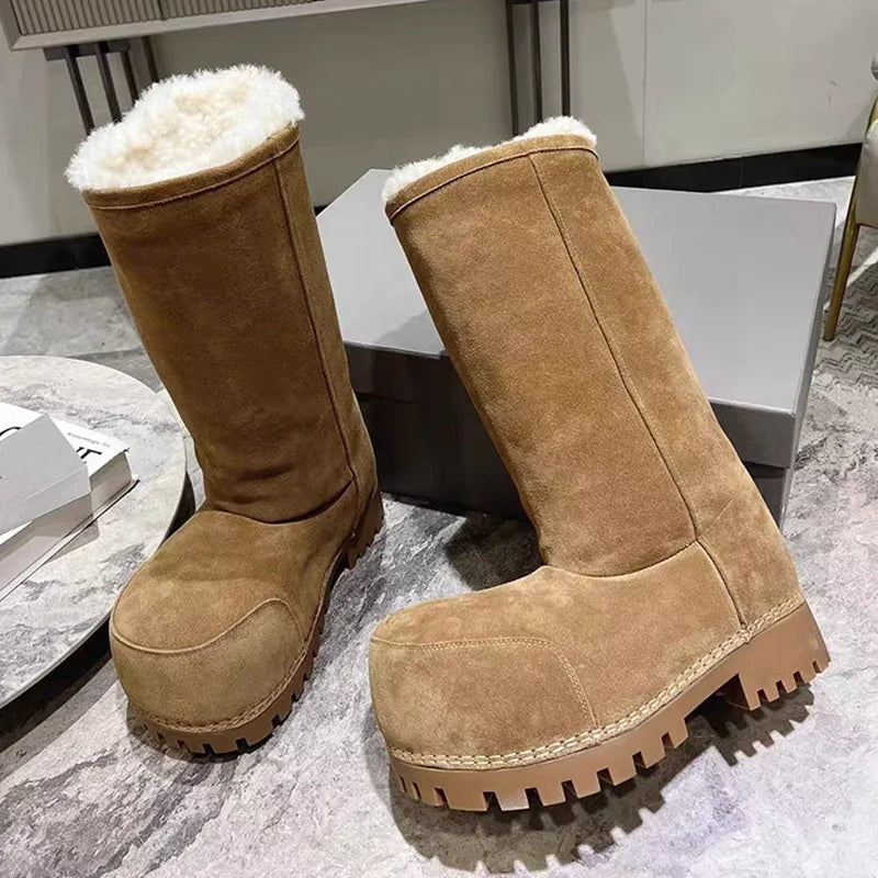 Varma fodrade vinterboots med tjock sula