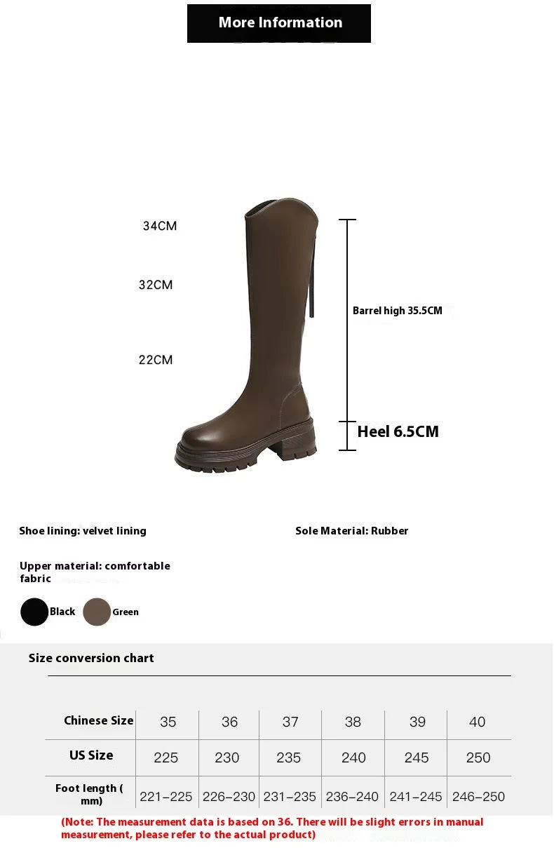 Knähöga boots med platform och bred klack