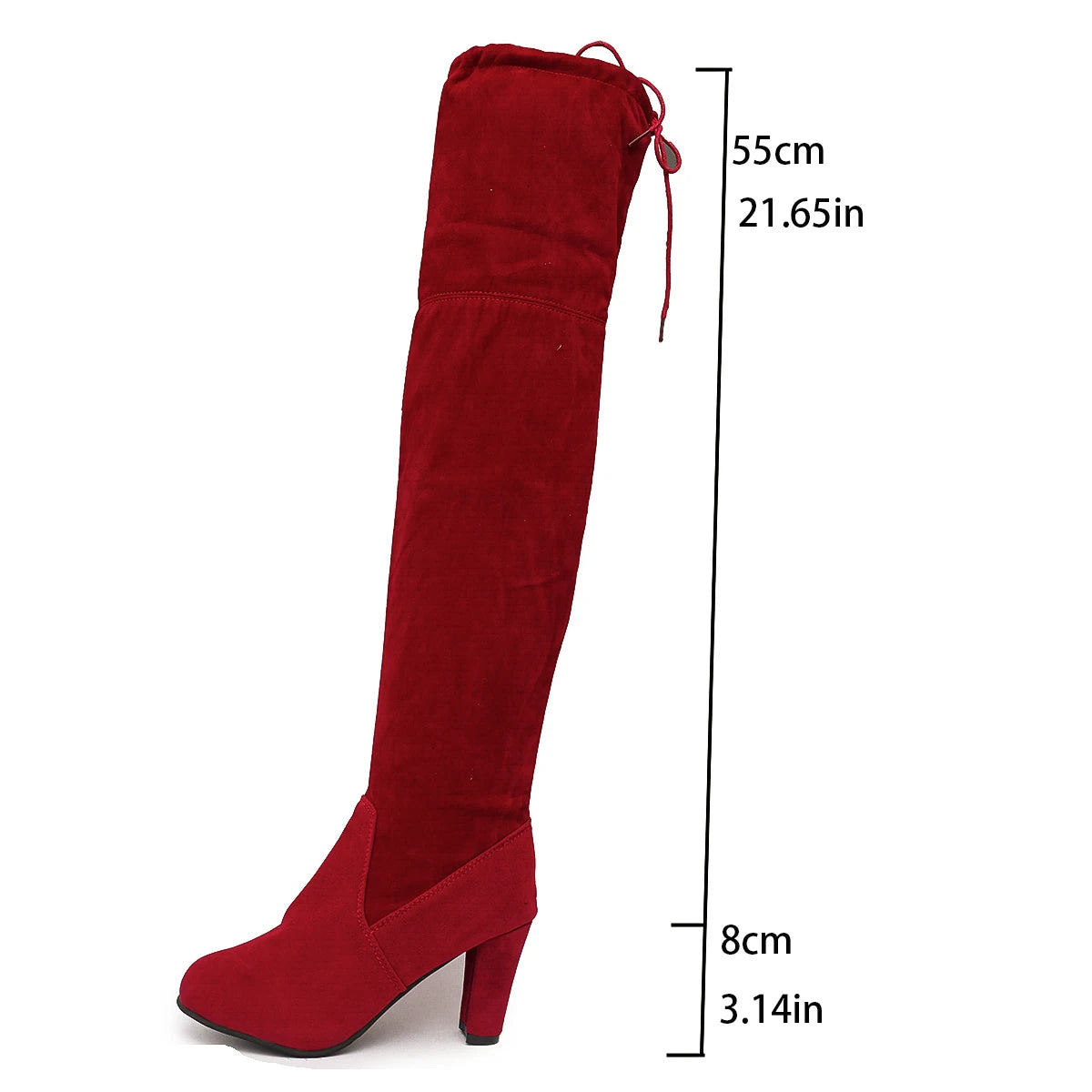 Lårhöga boots med bred stilettklack