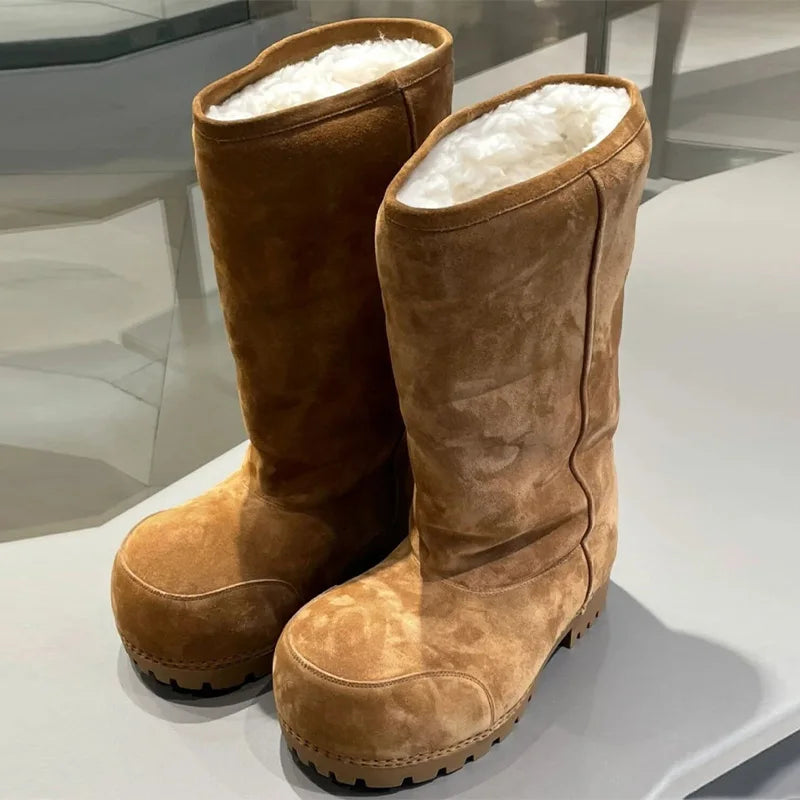 Varma fodrade vinterboots med tjock sula