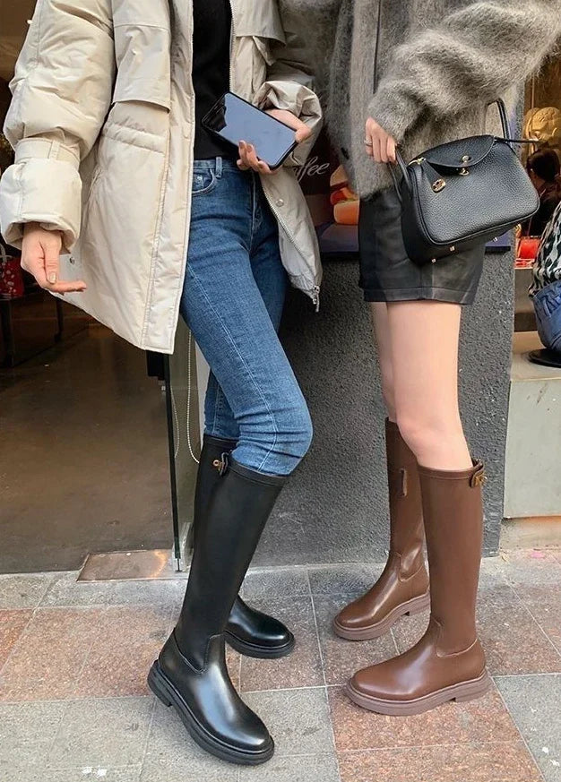 Knähöga boots med grov sula