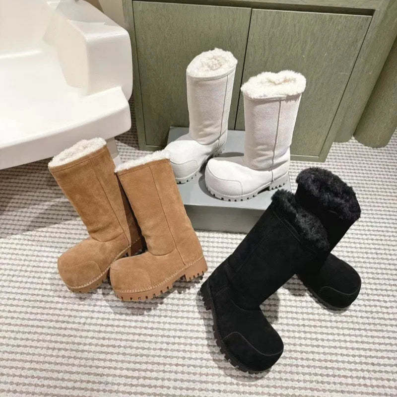 Varma fodrade vinterboots med tjock sula