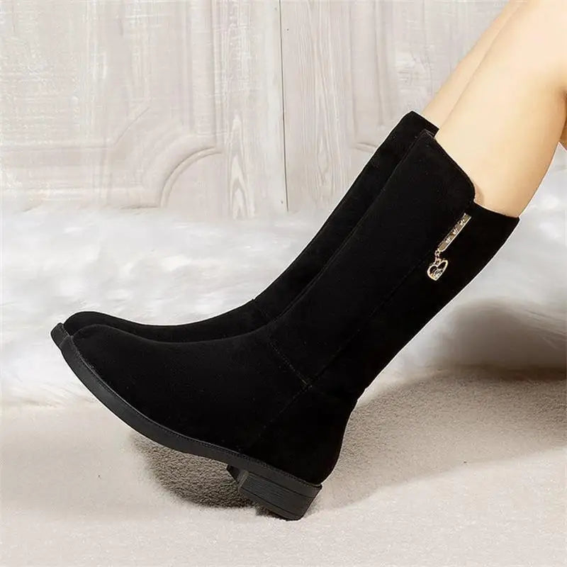 Fodret Knähöga boots med gummisula
