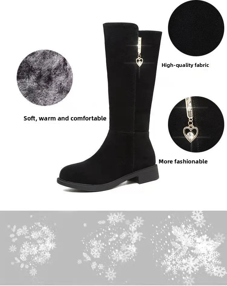 Fodret Knähöga boots med gummisula