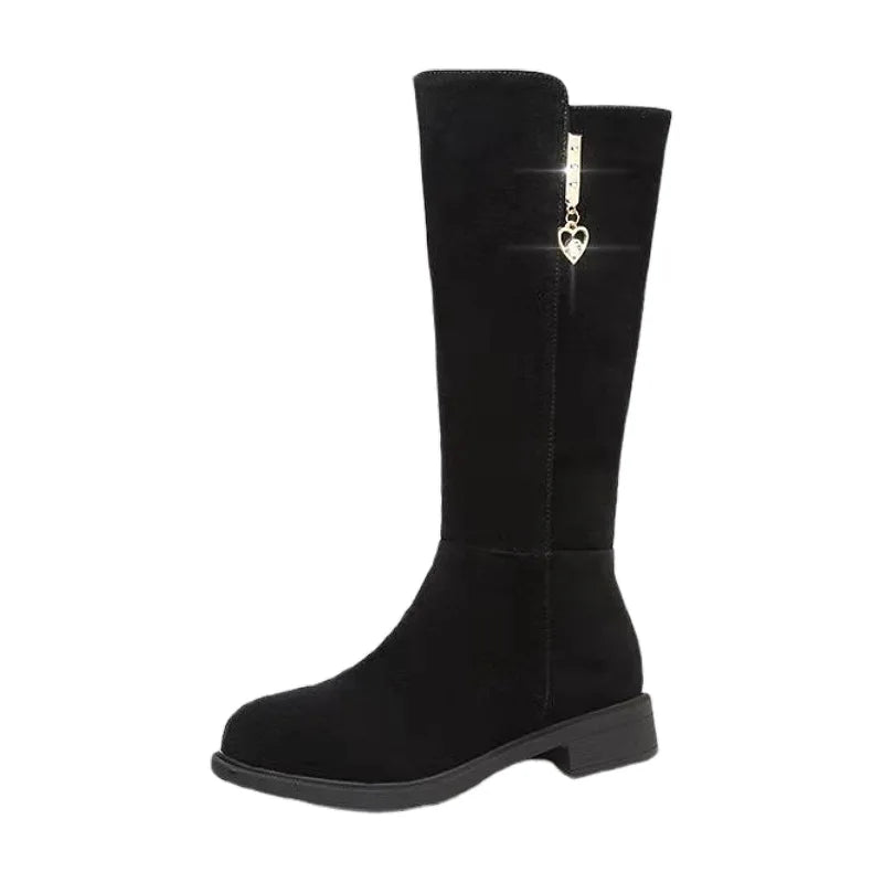 Fodret Knähöga boots med gummisula
